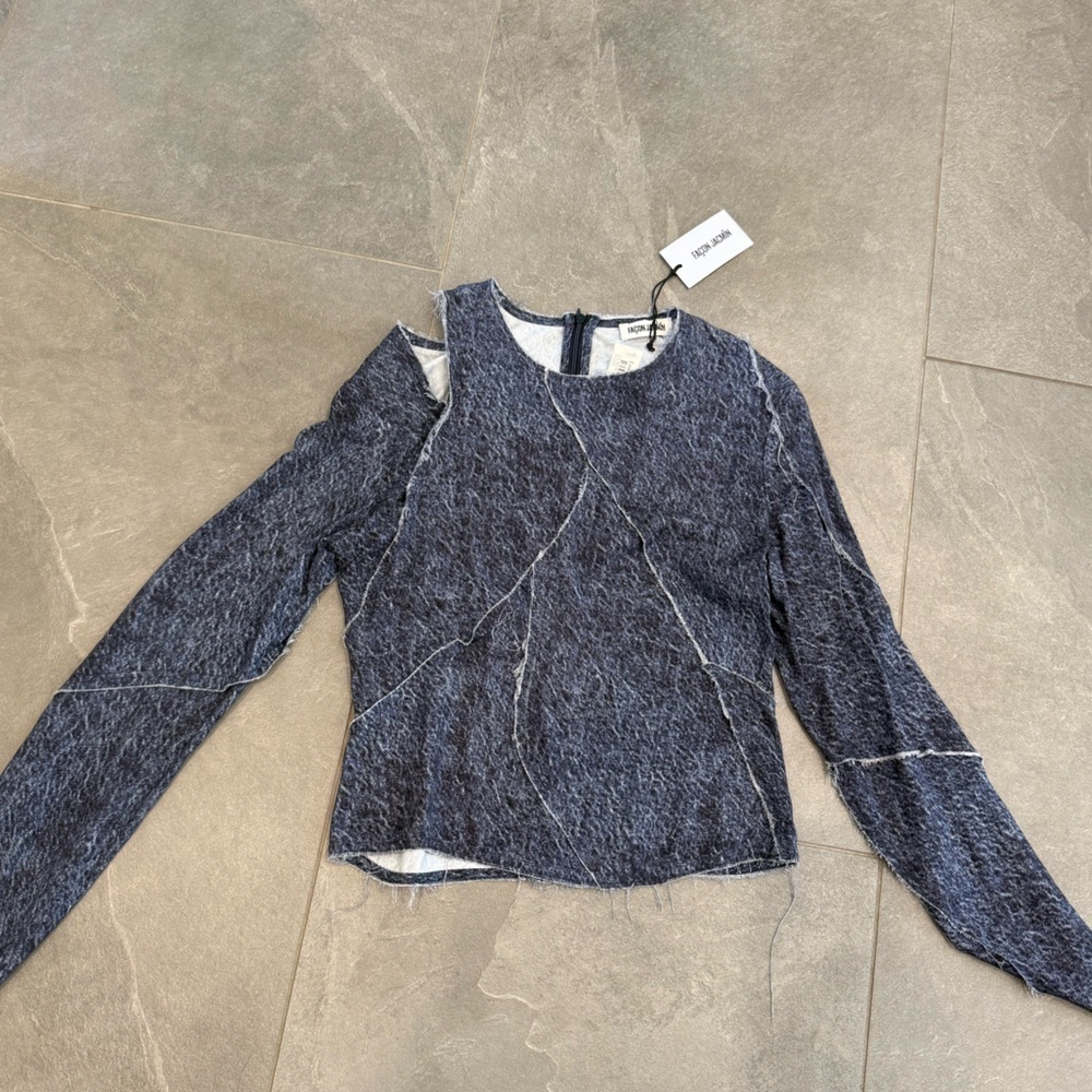 Nwt Facon Jacmin Tess Denim Patchwork Top Size Us Xs Or Eu 36 — image 5 of 8
